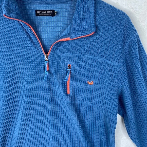 Southern Marsh Blue Fieldtec Waffle Grid Fleece Long Sleeve Pullover Men Size XS - Picture 2 of 6
